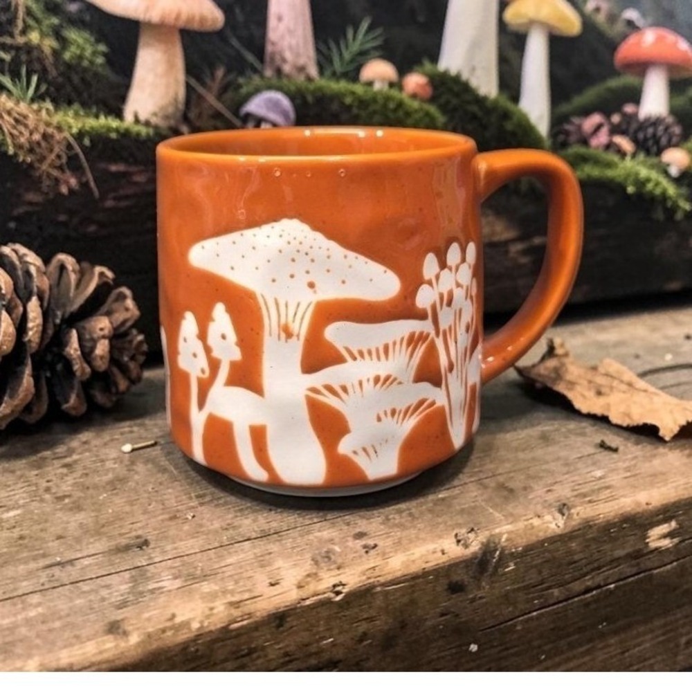 Lang Fall Mushroom Coffee Cup, Hand Painted Ceramic Mug, Replacement Drinkware